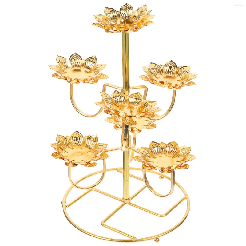 Ljusstakar bordsskiva öppen spis ghee lampa hållare ljusstake för tempel stativ lotus rack metall ljusstakar dekorativ form