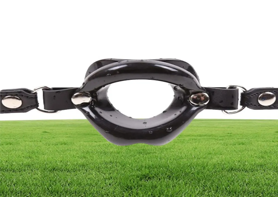 I più nuovi prodotti del sesso orale fetish pelle PU gomma bocca aperta bavaglio per uomo donna BDSM Bondage labbra O Ring gag giocattoli del sesso per coppie1642860