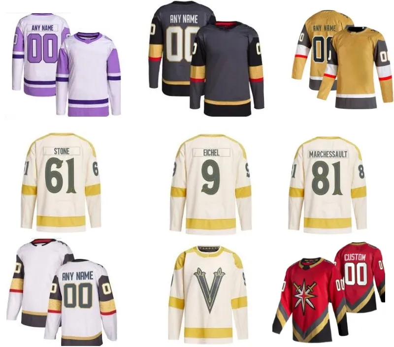 Custom 2024 Winter Classic Hockey Jerseys Marchessault Karlsson Stone
