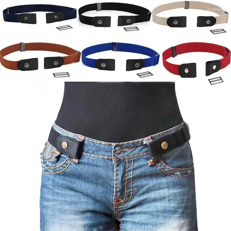 Cintos 3.2cm de largura para mulheres fivela-livre cintura jeans calças sem fivela estiramento elástico cinto homens invisível incômodo