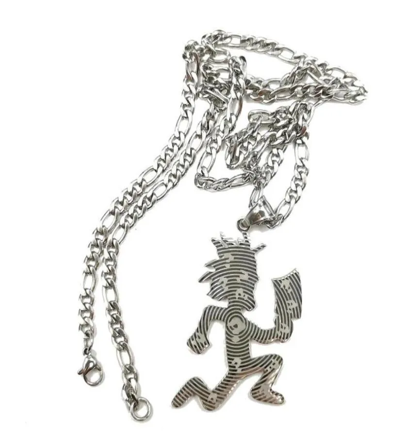 Kedjor 1st ICP Silver Stor etsad Hatchet Man Charm Juggalojuggalette Halsband Pendant Rostfritt stål smycken n Kedja 4mm 8091108