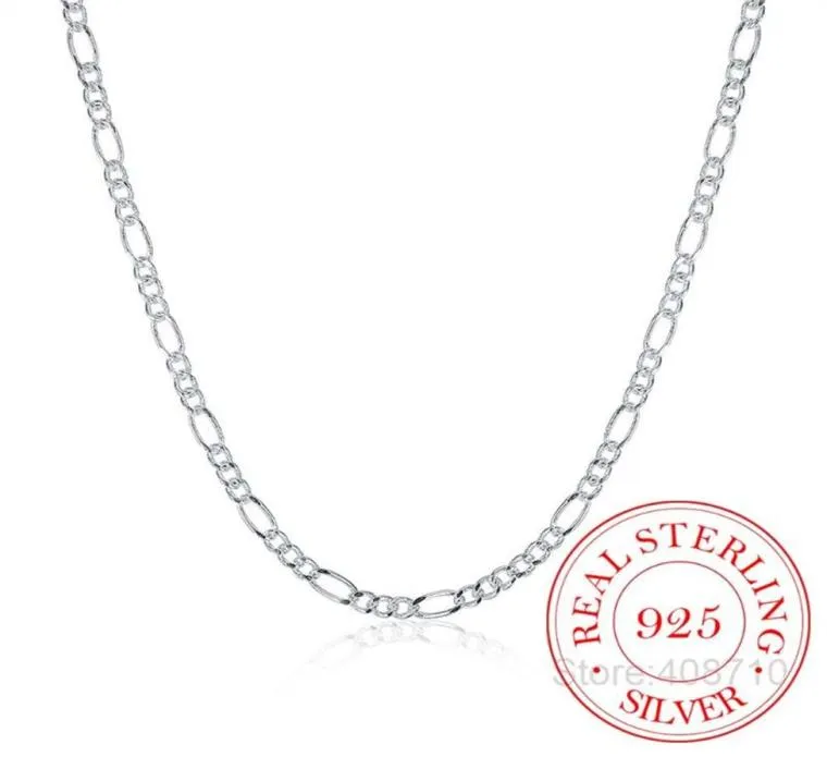 Italie fait 925 en argent Sterling Figaro chaîne 2mm mince collier ras du cou femmes bijoux kolye collier Collares ketting Colar 4060cm2611108065