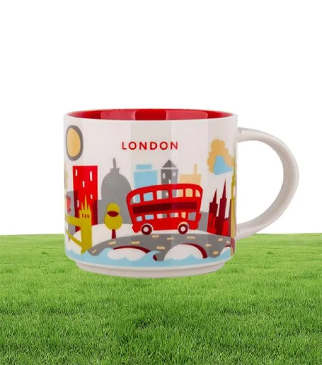 14 أوقية سعة السيراميك القدح المدن البريطانية أفضل كأس القهوة مع القهوة مع مربع أصلي لندن City4110702