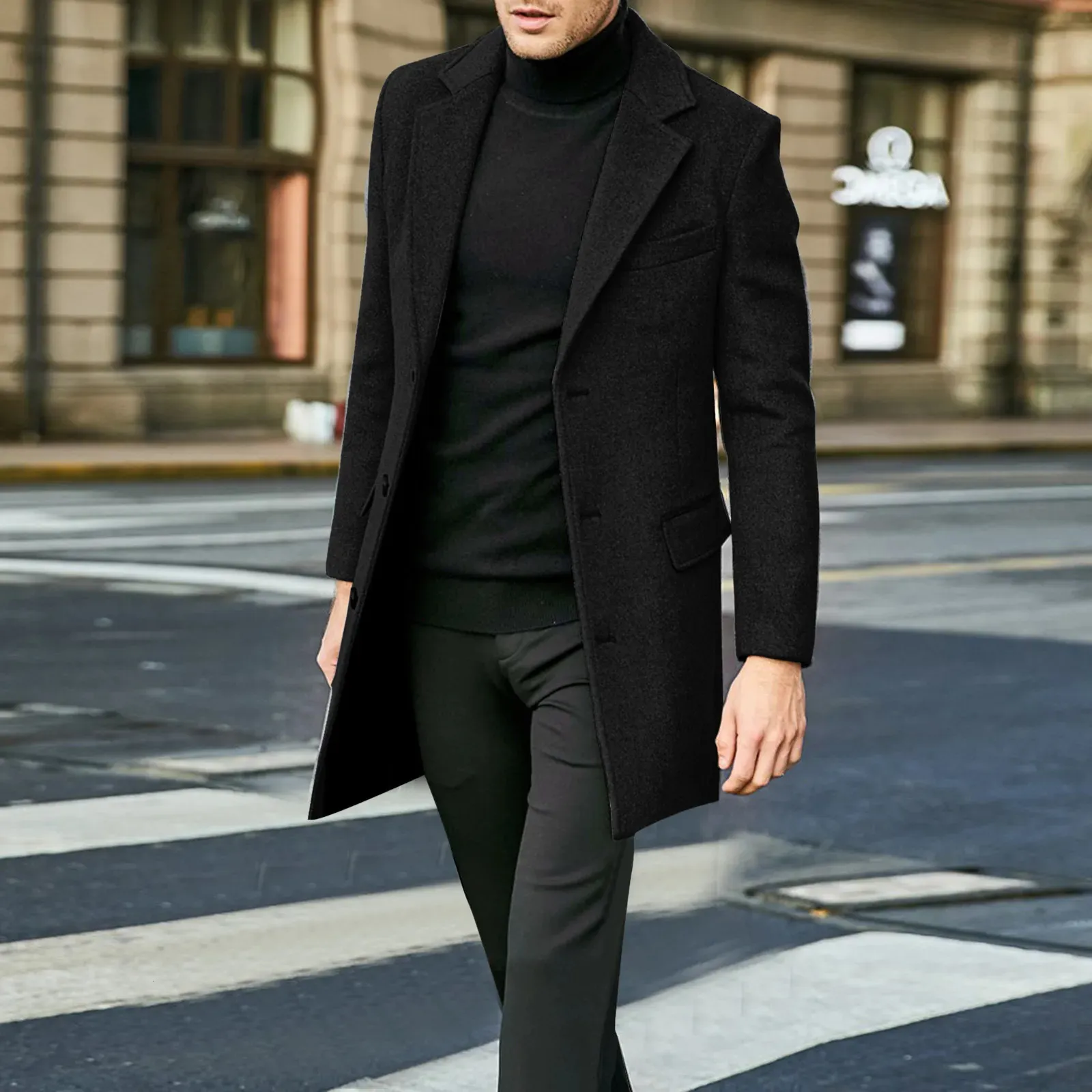 Men's Long Sleeve Plus Size Winter Coat Lapel Collar Padded Leather Jacket Vintage Thicken Sheepskin Mens Topcoat 240106