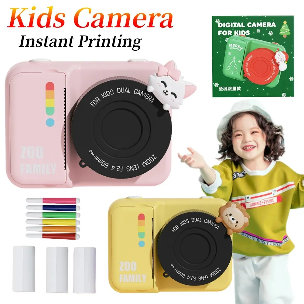 Children Digital Cameras 30 Inch Screen Thermal Po Paper Instant Print With 48MP HD Dual Lens Child Birthday Toys Gift 240106