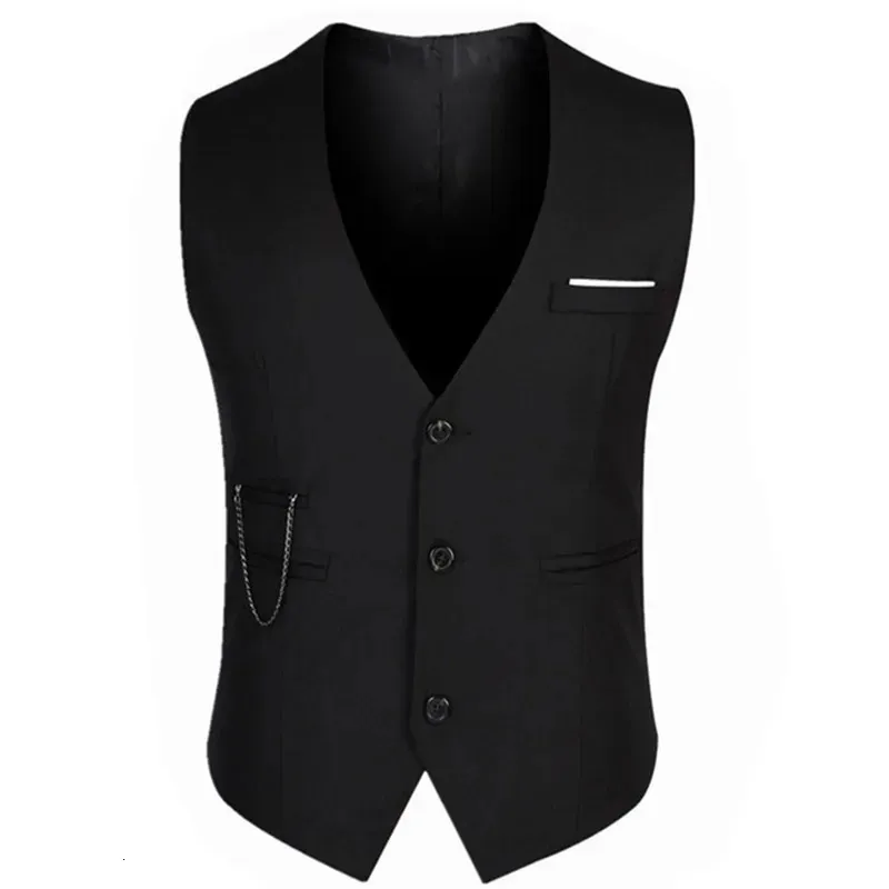 Formel marié costume de mariage gilets mâle manteau manches mince costume d'affaires gilet couleur unie gilets veste hommes hauts à la mode 240106