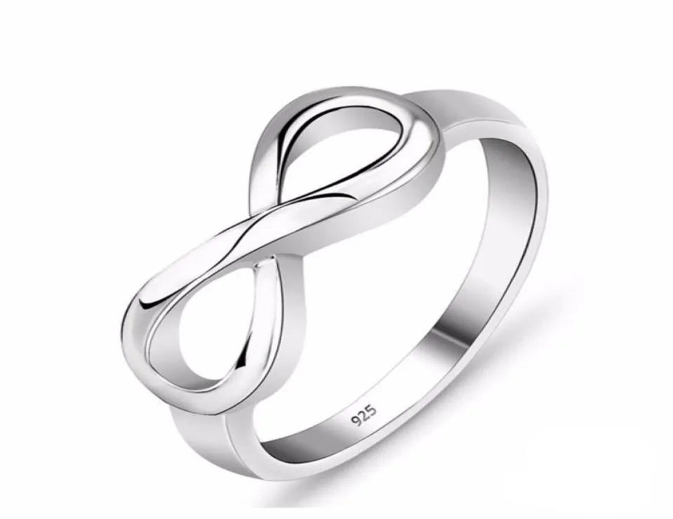 Mode Zilveren kleur Infinity Ring Eternity Ring Charms Vriend Gift Eindeloze Liefde Symbool Mode Ringen Voor Vrouwen sieraden7864896
