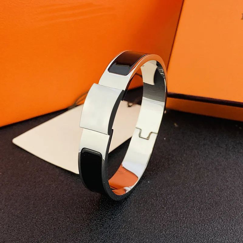 Gold bracelet designer for women clic bangle men jewelry silver stainless steel unisex fashion gift letter brand orange black white classics charm bracelet womens