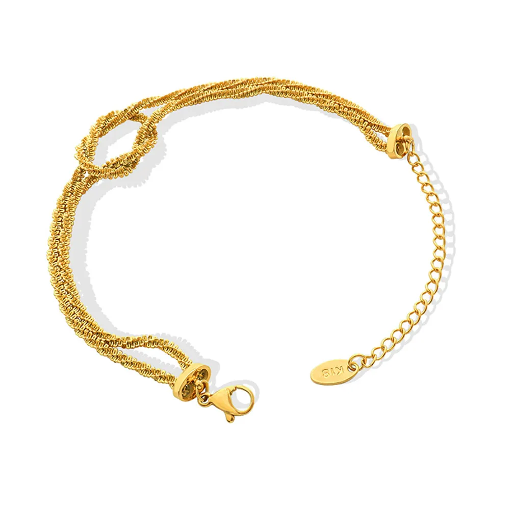 Женский золотой браслет с геометрическим узлом Water Wave из нержавеющей стали с покрытием из 18-каратного золота, модные ювелирные изделия, подарок