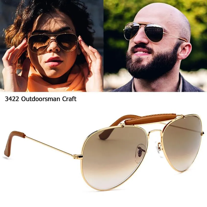 Jackjad Vintage Classic 3422 Outdoorsman Craft Leather Sunglasses 2021 Brand Optical Glass Lens Sun Glases de Sol 220216290p