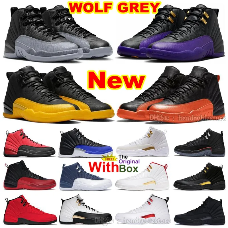 Noir Loup Gris 12S Chaussures de basket-ball Hommes 12 High Field Violet Brillant Orange Université Or Baskets de Pâques Rouge Taxi Royauté Winterized Cherry Stealth Baskets