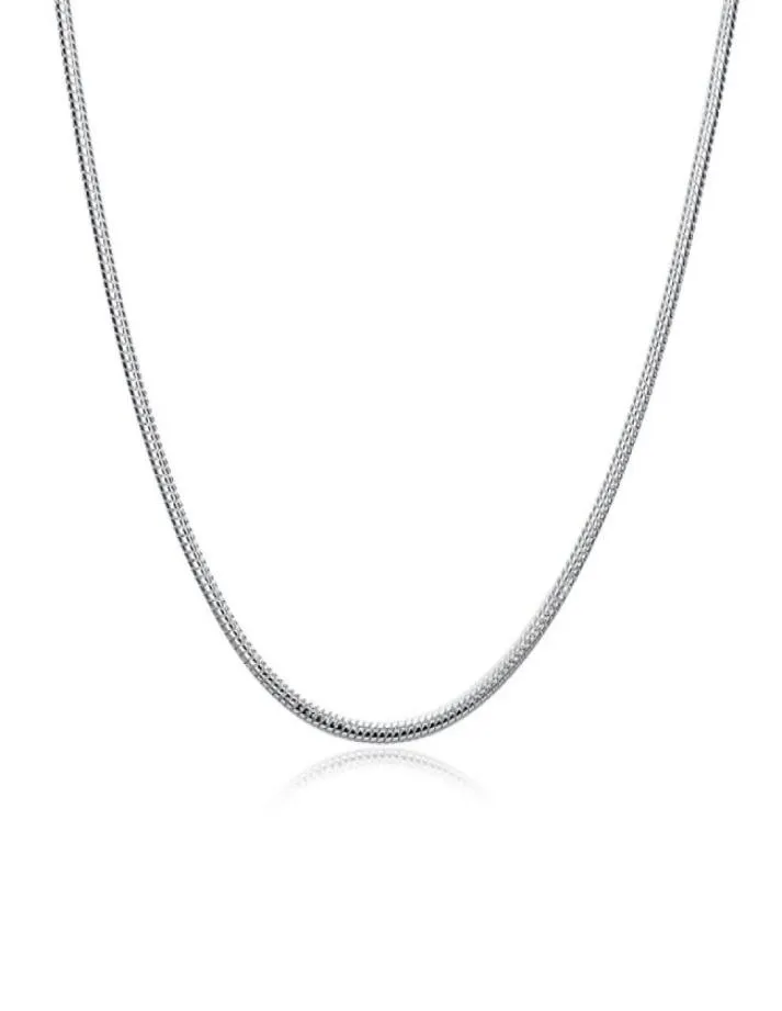 PLATED Sterling Silver Chains (16 18 20 22 24) Inchs*3mm Men's 3M Bone Necklace SN192 TOP 925 Silver Plate Chains Halsband Jewelry6646300