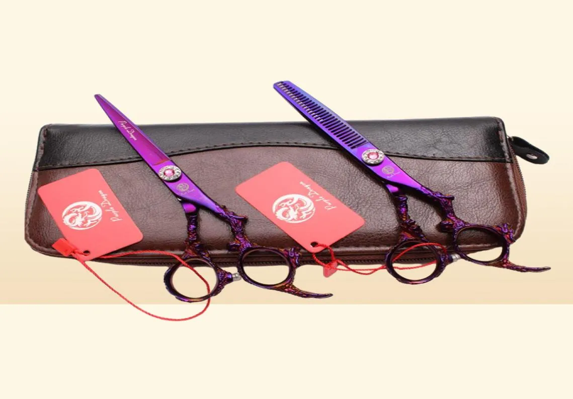 Forbici per capelli 60quot 175cm 440C Purple Dragon Acconciatura Parrucchiere Cesoie da taglio per diradamento Professionale Z90056578424