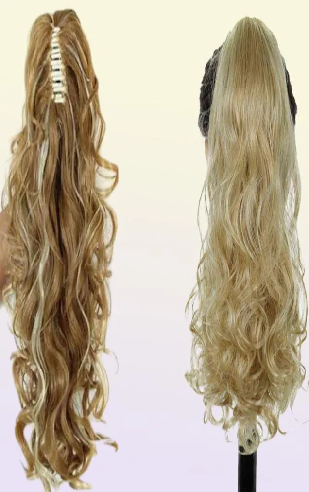 Xinran Synthetic Fiber Claw Clip Wavy Ponytail Extensions長い濃い波のポニーテール延長クリップ女性のためのヘアエクステンション2101082501084