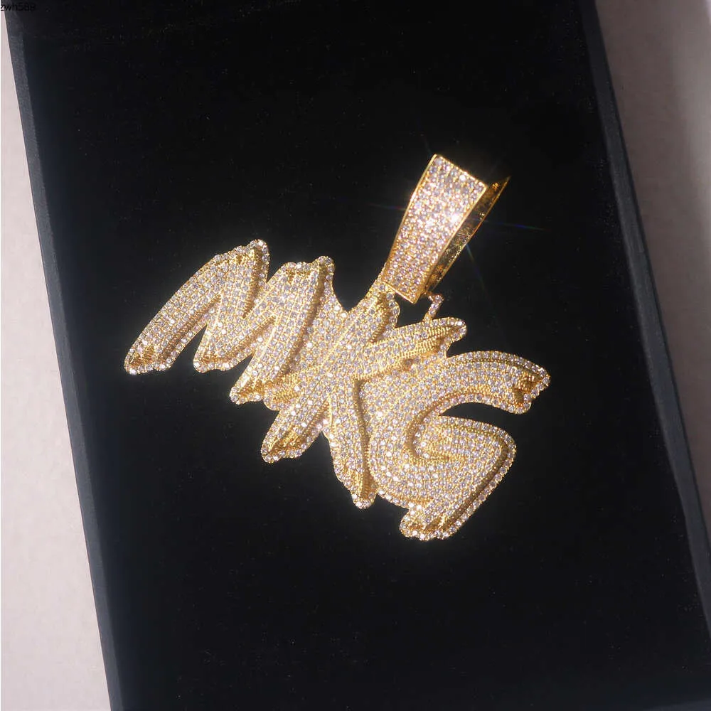 Colgante de oro de moissanita con diamantes y letras personalizadas de Hip Hop 2024 para hombres