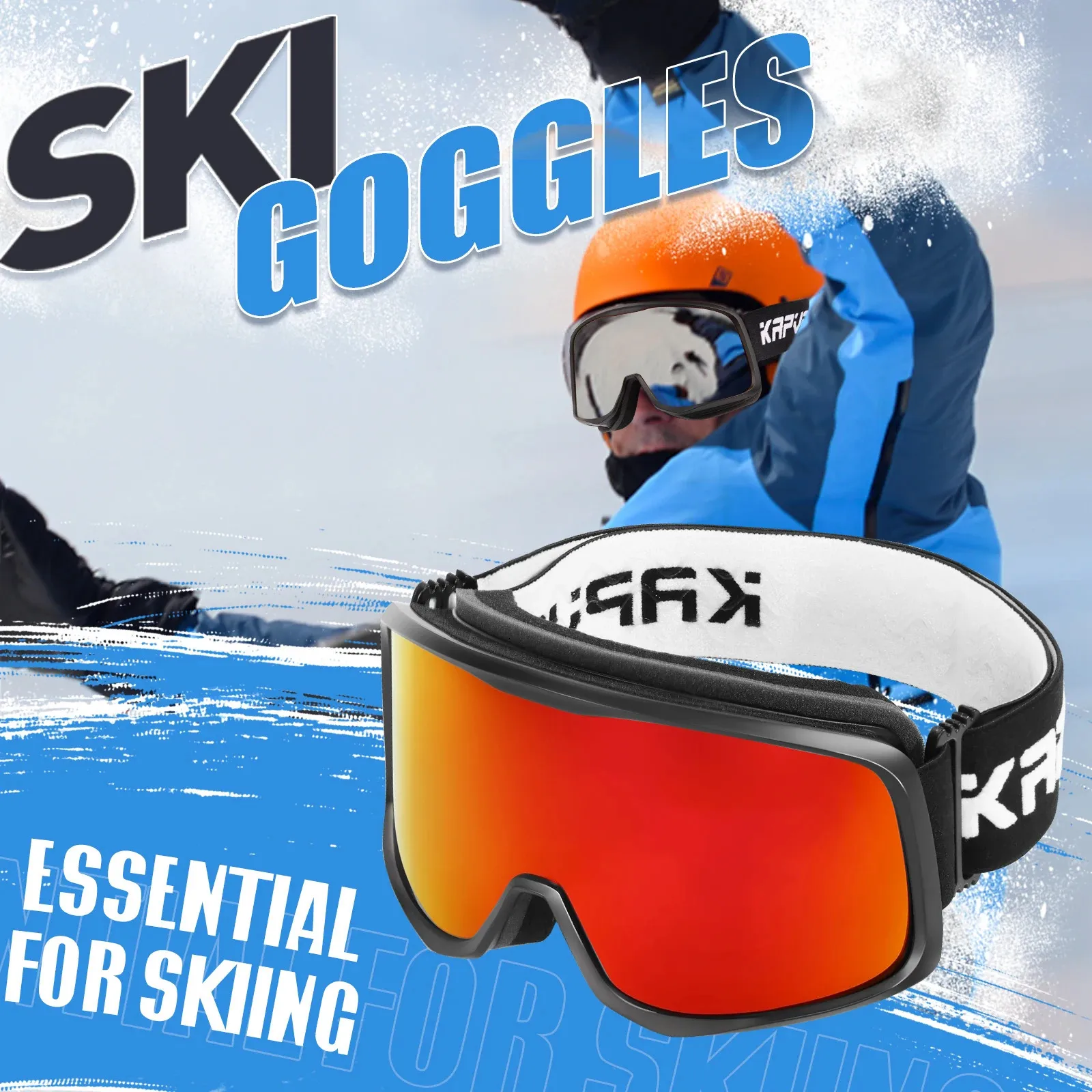 Kapvoe Ski Goggles Снежные бокалы мужчины UV400 Antifog Coatings Snowmobile Snowboard лыжные женщины солнцезащитные очки на открытом воздухе зимний спорт 240106