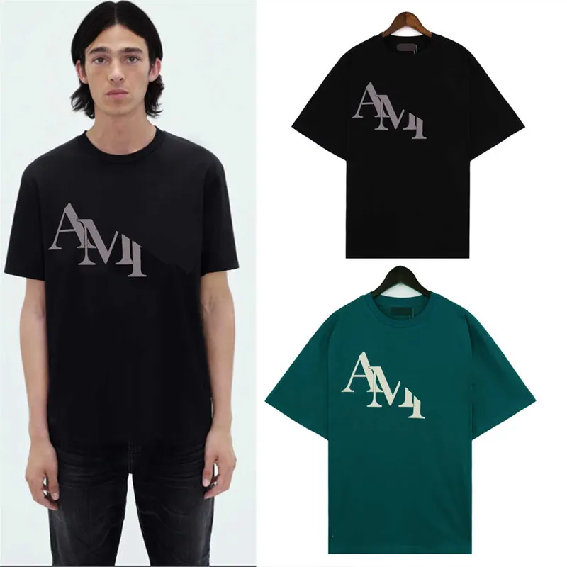 Designer's new AMI three-dimensional block logo alphabet print High street casual summer loose men's and women's short sleeve T-shirt trendS-XL