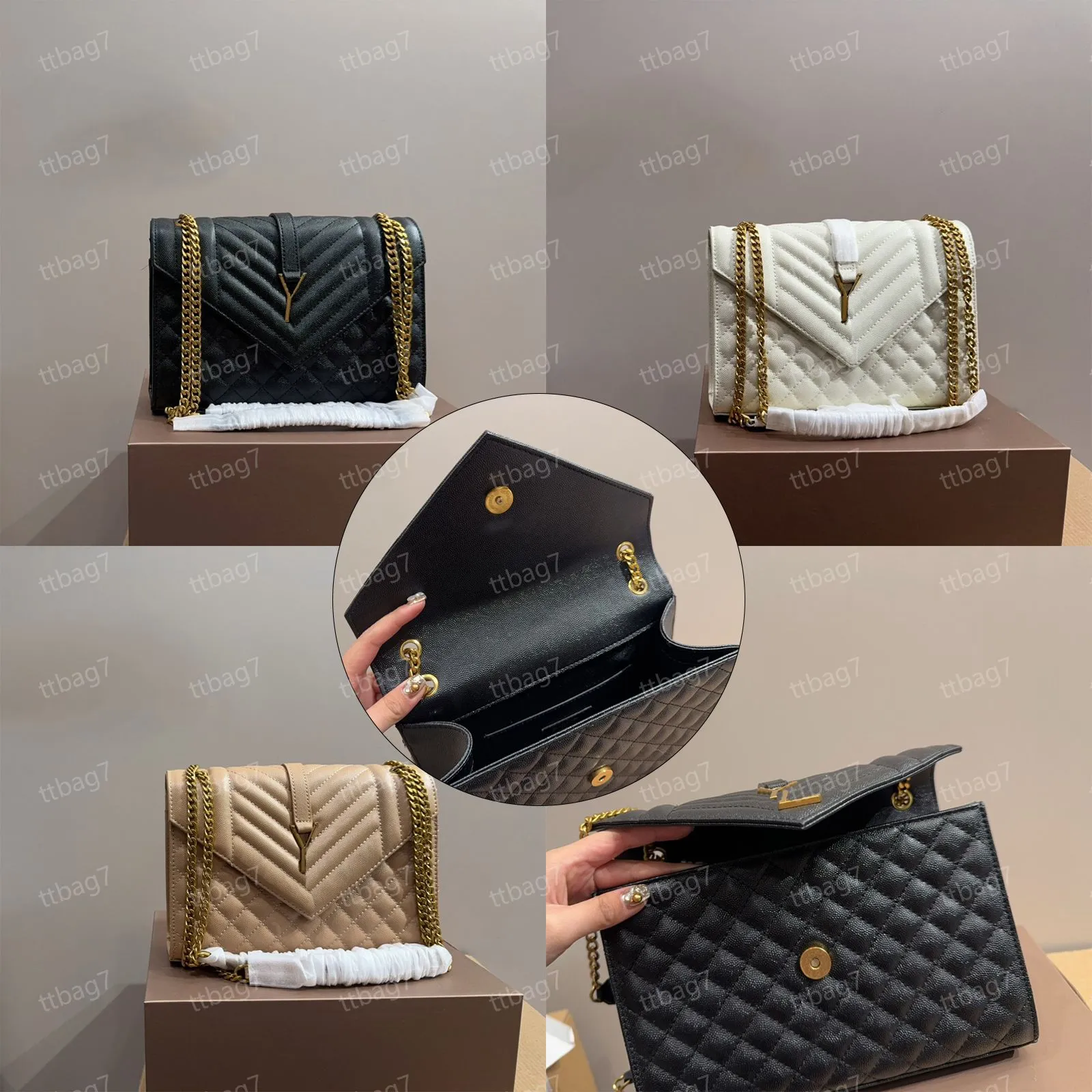 2024 Nouveau style enveloppe messager sac à main sacs à main de luxe sacs à chaîne femme sacs en cuir véritable sac à rabat messager bandoulière portefeuille portefeuille sacs à main