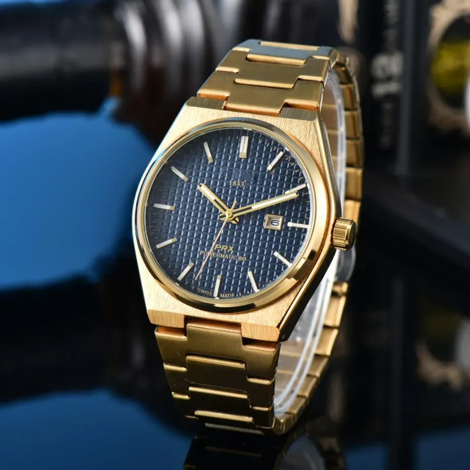 Relógio de luxo marca de moda relógios de pulso masculino qualidade movimento quartzo relógio de pulso pulseira aço clássicos prx powermatic