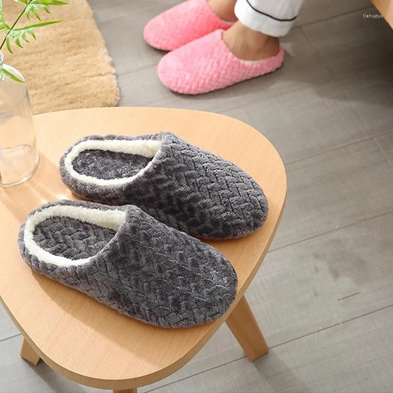 Slippers Women Indoor Warm Plush Home Autumn Winter Shoes Man House Flat Floor Soft Silent Slides For Bedroom Household