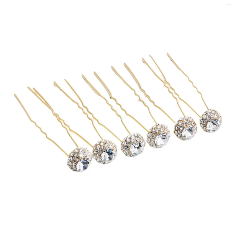 Hair Clips 6PCS Simple Rhinestone U-Shape Hairpin Anti-slip Stable Grip Wedding Bridal Headdress For Festival Party Head Decor