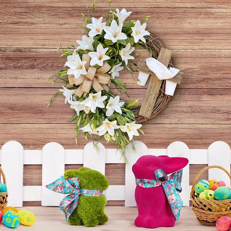 Decorative Flowers 2024 Easter Wreath Decoration Front Door Garland With Simulation Plant Ideal For Indoor And Outdoor