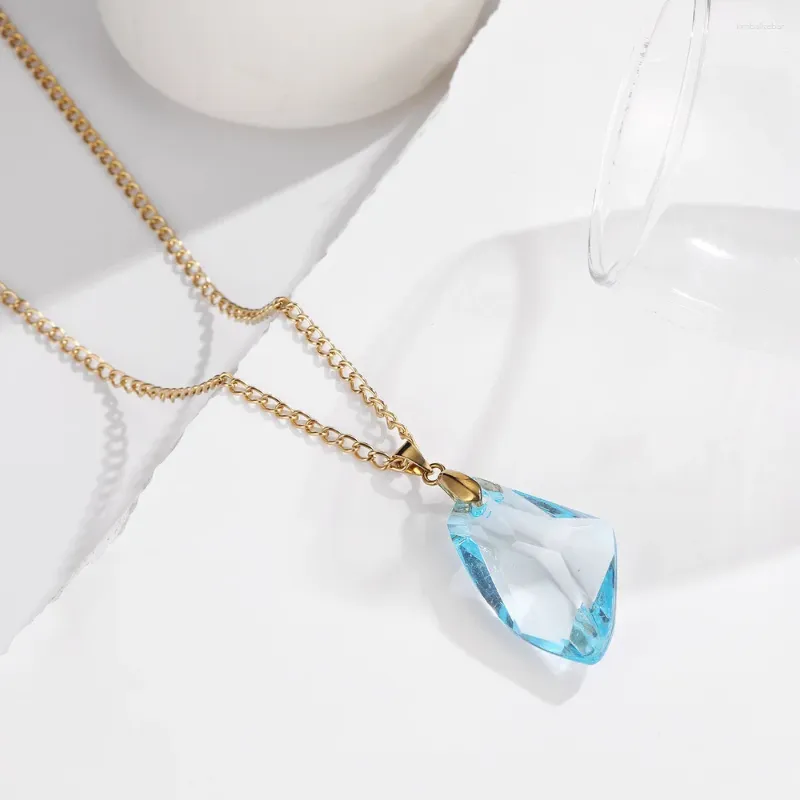 Pendant Necklaces Fashion Irregular Necklace For Women 2024 Clear Natural Gemstone Summer Blue Rhinestone Design Girl Jewelry Gifts