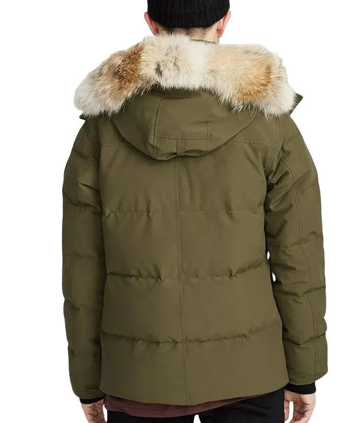 Giacche invernali da uomo in vera pelliccia di coyote, designer Homme Puffer Wyndham Windbreaker Jassen Outerwear con cappuccio Fourrure Manteau Brand Quality, lancio del prodotto_voghion.com
