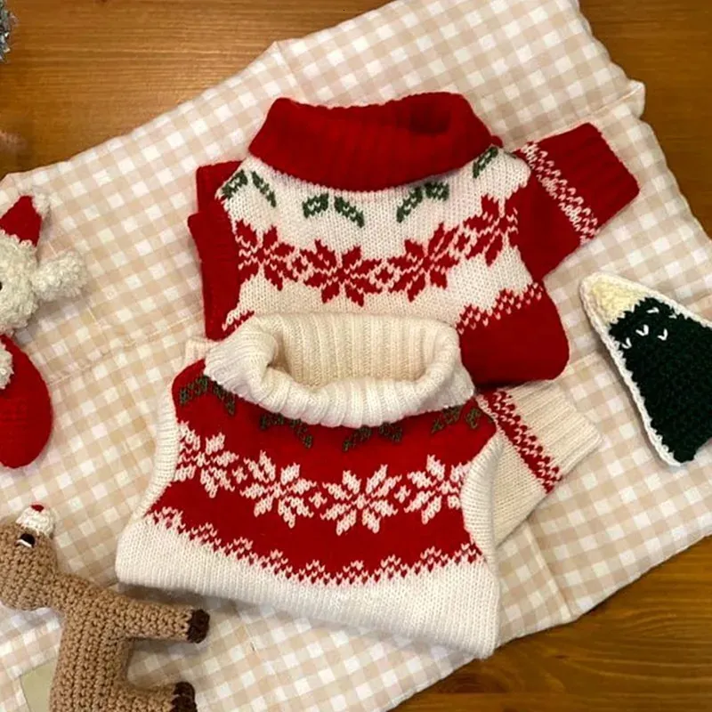 中程度の中型の犬用のクリスマス2フィートのセーターウォームニットセーター秋と冬の猫の服240106