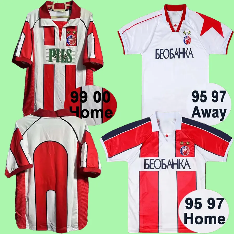 1995 1997 Crvena zvezda Beograd Retro Soccer Jerseys 99-00 Long Sleeve Home Away Short Sleeves Football Shirts