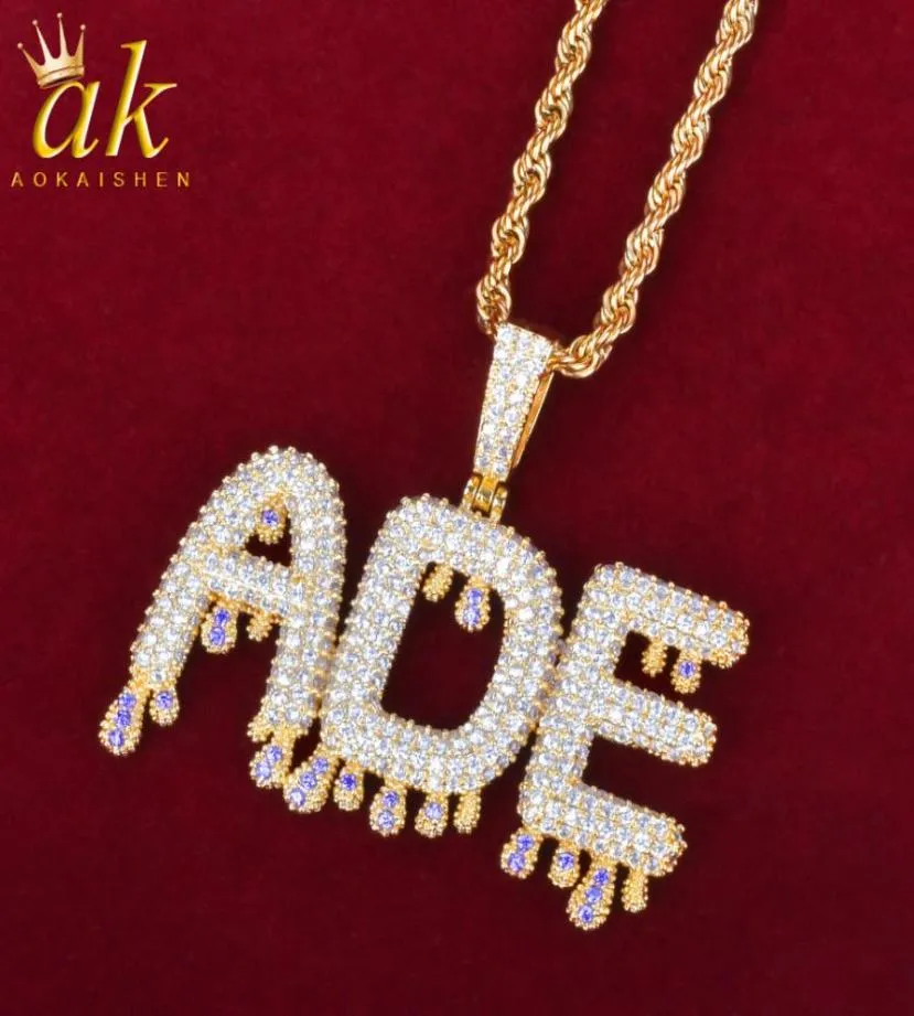 Benutzerdefinierte Name personalisierte Halsketten für Frauen Schmuck Gold Farbe kleine lila Tropfen Hip Hop Schmuck mit Seil Kette8796892