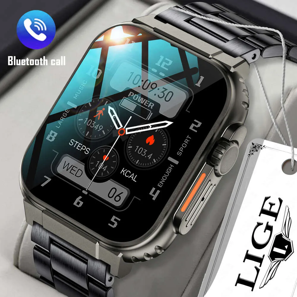 Lige Men Smart Watch For Android iOS AMOLED SCREEN IP68 VATTOSKT PRAVER