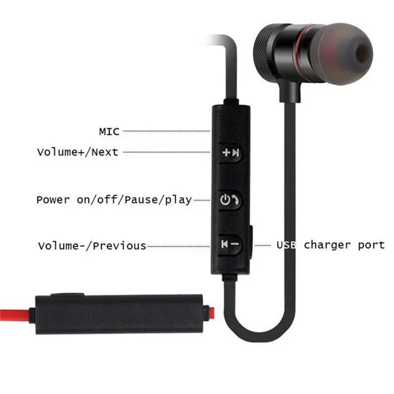 M5 Bluetooth Headphones metal wireless Running Sport Earphones Earset With Mic MP3 Earbud BT 4.1 For Samsung LG Smartphone 01