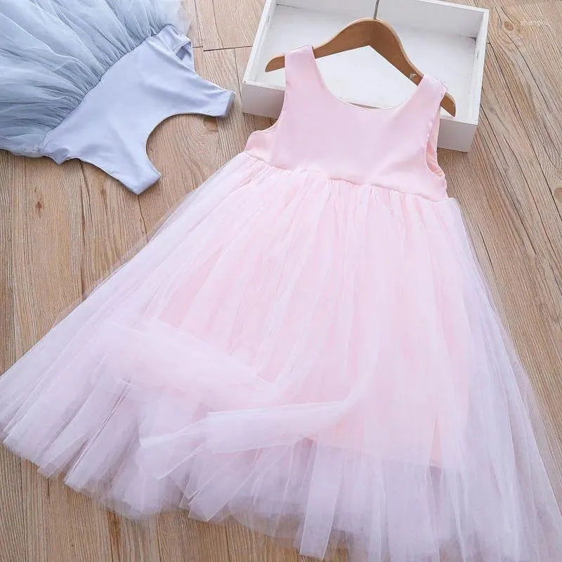 Girl Dresses Girls Summer Fashion Big Skirt Gift Birthday Dress 2024 Children Sweet Princess Pengpeng Yarn