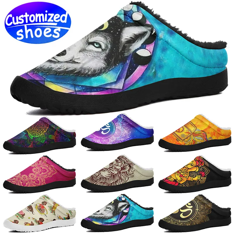 Özelleştirilmiş ayakkabılar özelleştirilmiş terlik peluş sandle babouche yıldız severler diy ayakkabı retro rahat ayakkabılar erkekler kadın ayakkabılar siyah beyaz mor büyük boy 35-46