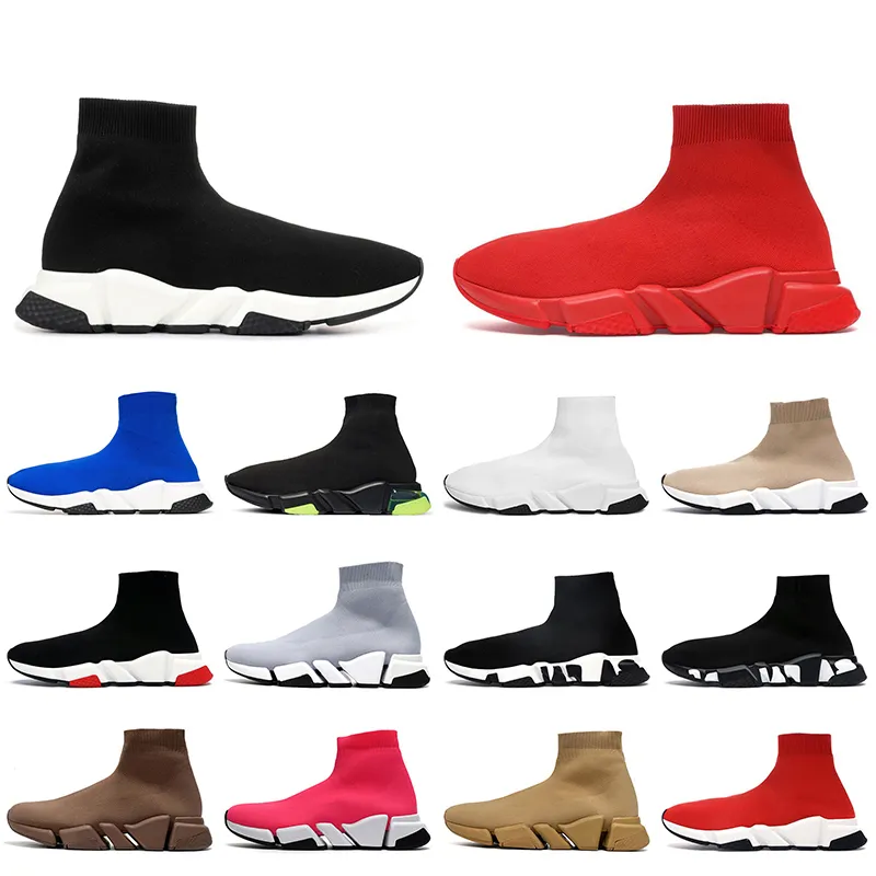 OG Fashion Speeds Formateurs Femmes Hommes Designer Casual Sock Chaussures Noir Blanc Rouge Speed Trainer 2.0 Sports de plein air Coureurs Plate-forme Mocassins Robe Baskets Taille 36-45