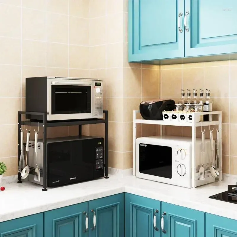 Küchenaufbewahrung HOOKI Mehrschichtige Arbeitsplatte Multifunktions-Ofengestell Reiskocher Einziehbare Mikrowelle Ov
