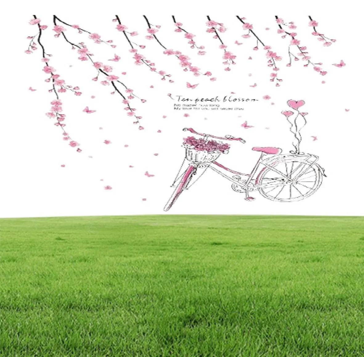 SHIJUEHEZI Autocollants muraux de fille de bande dessinée en PVC matériel bricolage fleurs de pêche autocollant mural de vélo pour chambres d'enfants décoration de chambre de bébé 1504772