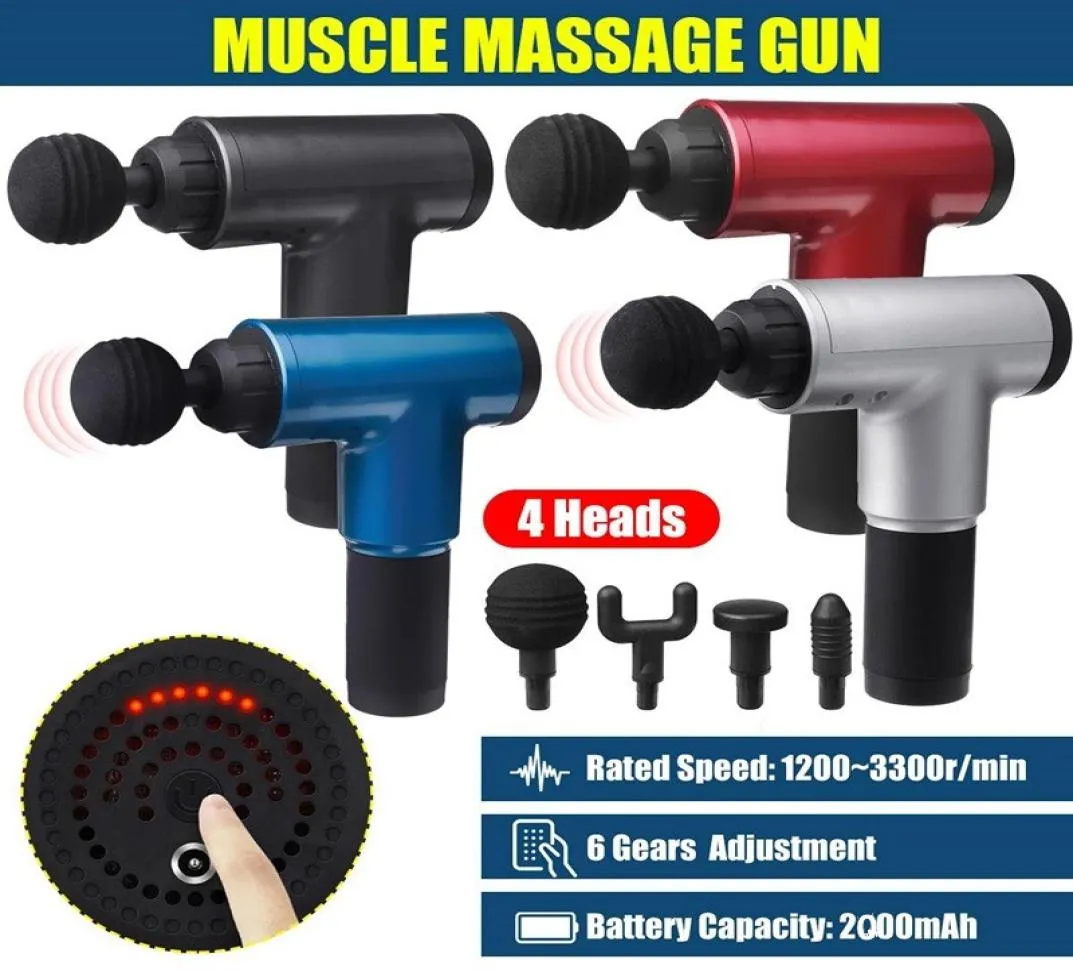 Fascial pistol massager ben djup vibration muskel kropp avslappning elektrisk pistol fitness utrustning massage hammer1603048