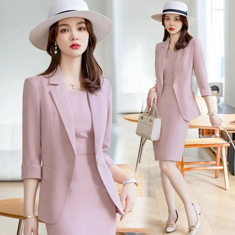 Robes de travail femmes robes costumes printemps été blazers avec hauts et robe tenue de bureau d'affaires professionnelle OL Styles dames ensemble