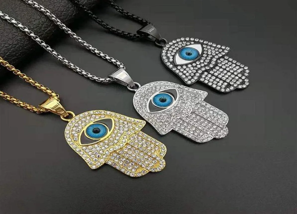 Stainless steel 18k gold plated titanium steel Middle East hamsa muslim necklace jewelry hand of fatima pendant necklace hip hop n9749512