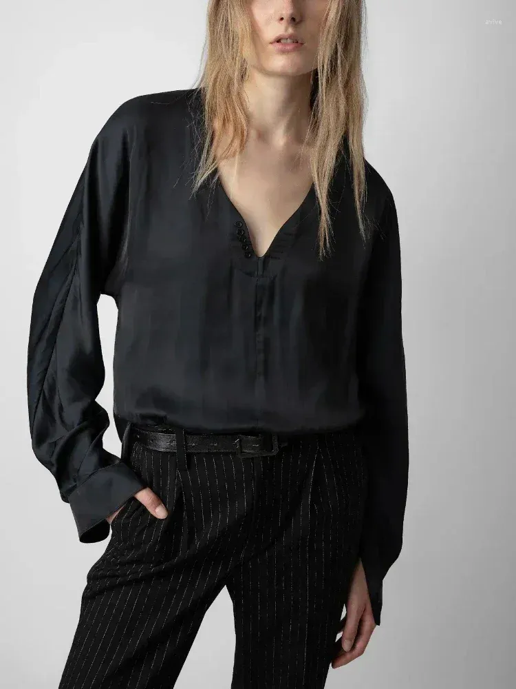 Blusas femininas 2024 estilo primavera com decote em v manga raglan pulôver de manga comprida camisa topos blusa feminina de cor sólida