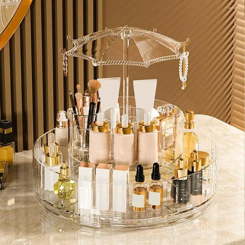Storage Boxes Cosmetic Box Capacity Rotating Makeup Skincare Organizer For Vanity Dresser Countertop Multi Compartments