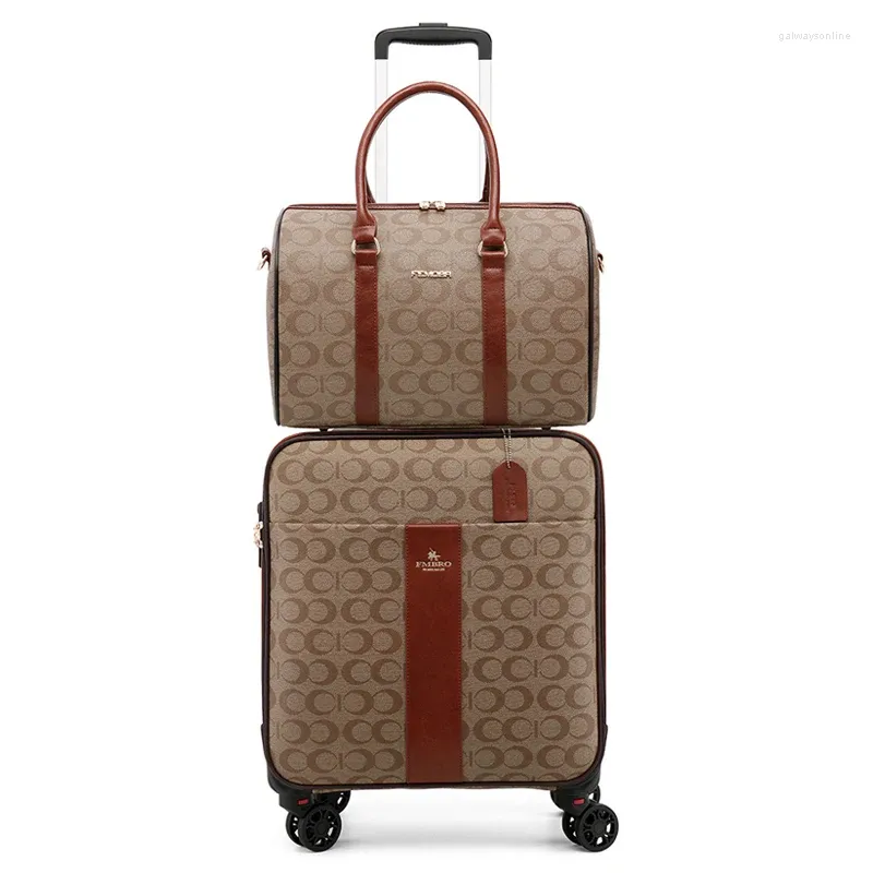 Koffer Erwachsene PU Leder Gepäck Sets Frauen Mode Roll Mit Handtasche Männer Luxus Trolley Koffer Reisetasche Boarding-Box