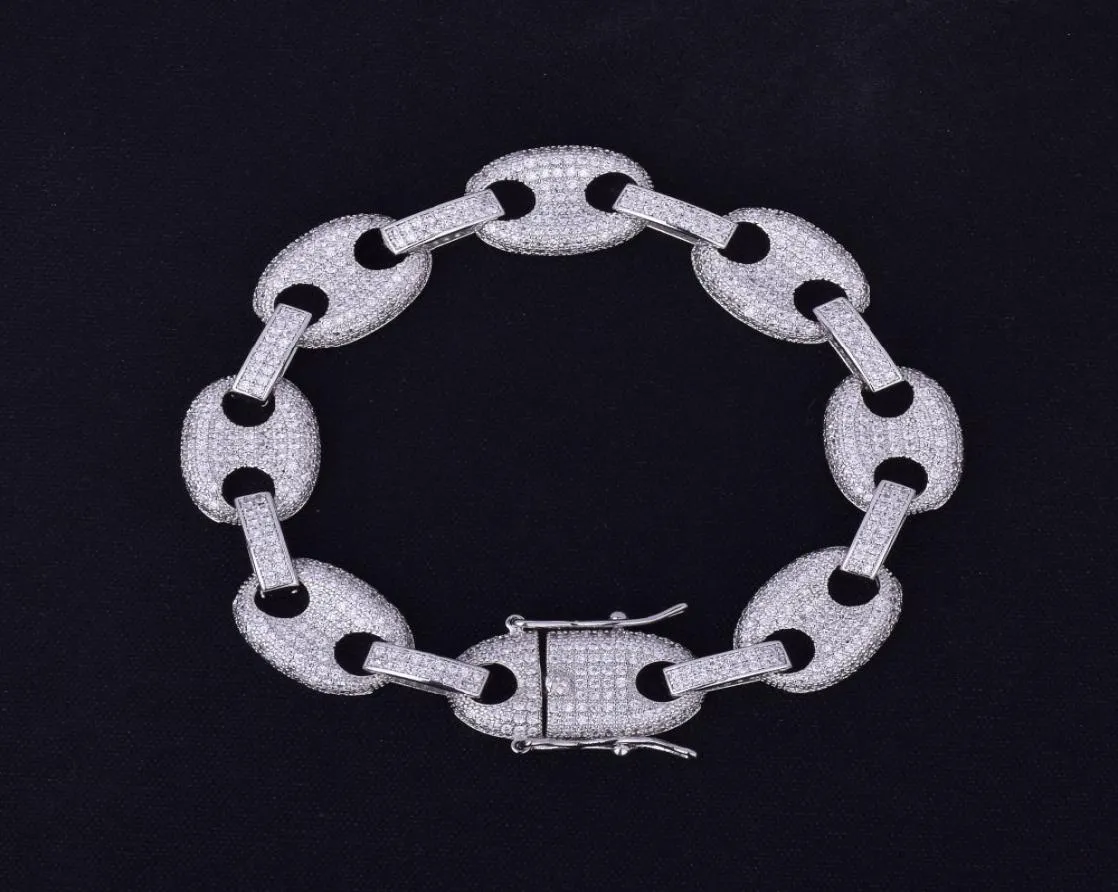 Bransolet Bransoletowy Materiał Bransoletka z cyrkonu Złoty srebrny kolor bling bling cz men bransoletka Hip Hop7058158