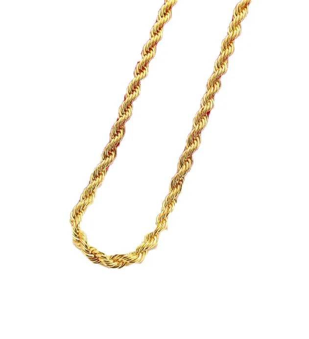 Kedjor Drop Gold Color 6mm Rope Chain Halsband för män Kvinnor Hip Hop smycken Tillbehör Fashion 22inch4131991