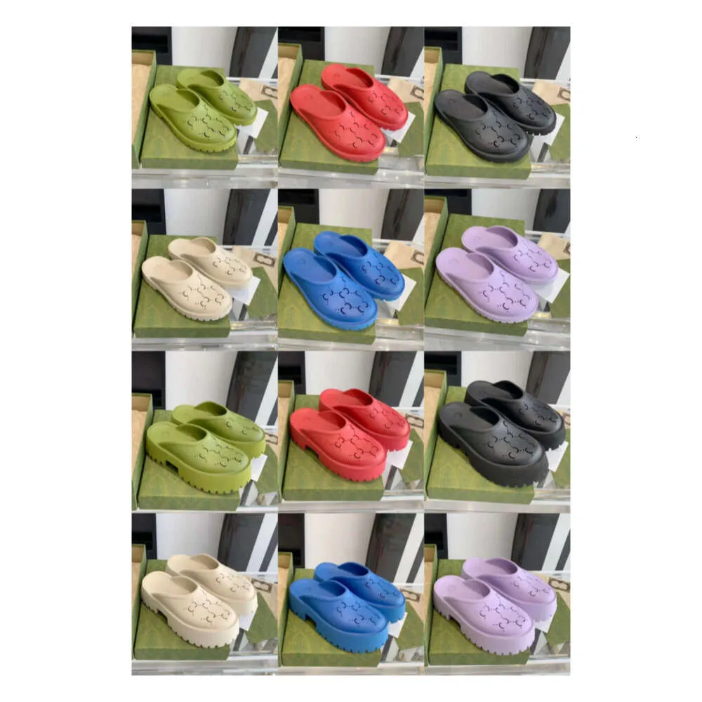 Designer Women Platform Perforated Sandal Summer Men Gummi Slip On Sandal Flat Mid-Heel Candy Colors Clear Rubber Platform Lug Sole