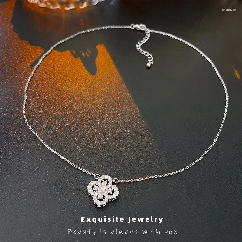 Pendant Necklaces Internet Celebrity Zircon Flower Necklace European And American Niche Clavicle Chain Sweater Women