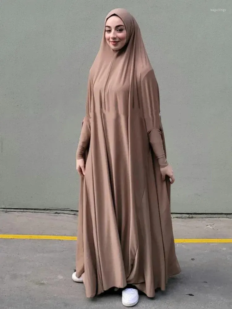 Etniska kläder en bit jilbab lång khimar huva abaya ramadan eid muslimska kvinnor integrerade slöja hijab bönklänning dubai kalkon islamisk