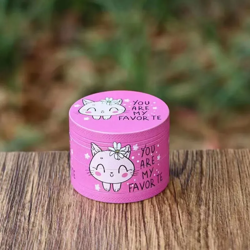 1pc/ 4-layer Cute Pink Cigarette Aluminum Herbal Herb Tobacco Grinder Smoke Grinders